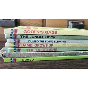 Vintage Lot 7 Walt Disney's Wonderful World Of Reading Hardcover Books Decor Art